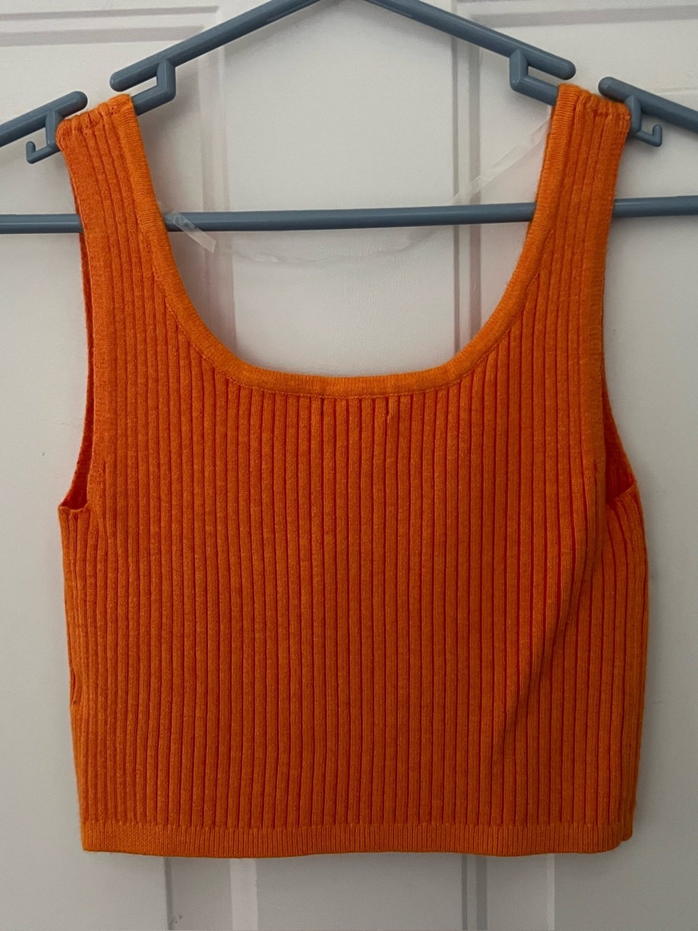 Orange Ribbed Crop Tank Top - Picture 2 of 3